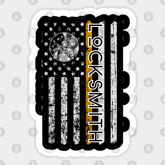 Locksmith Patriotic Weathered US Flag Sticker by Contentarama